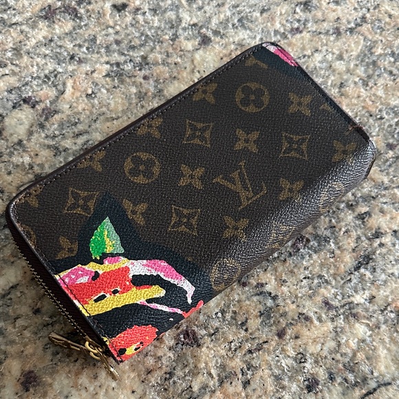 Louis Vuitton Handbags - Louis Vuitton Brown Monogram Zip Wallet with Multicolor Floral Detail